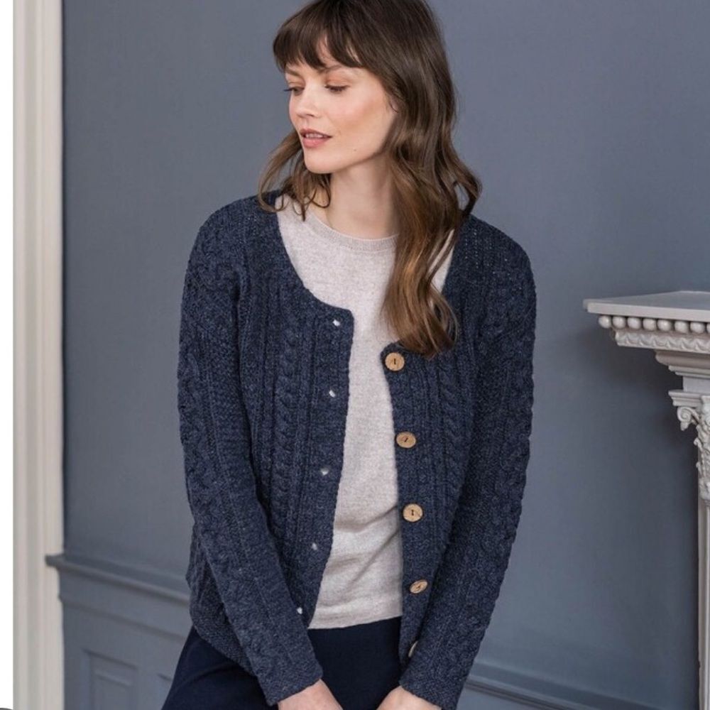 Celtic & Co. The Shetland Cardigan Navy Blue Sz M